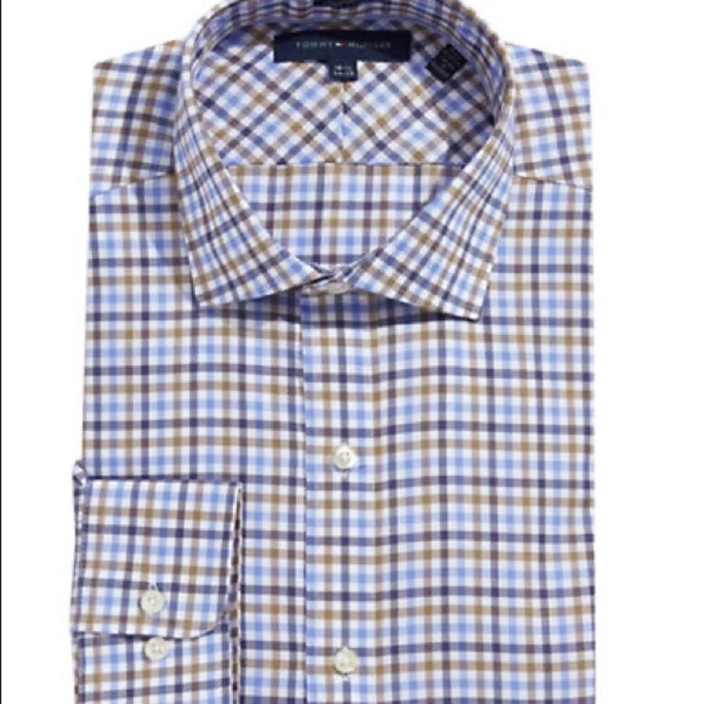 Tommy Hilfiger Checkered Pima Cotton Dress Shirt-BEIGE-15.5-34/35